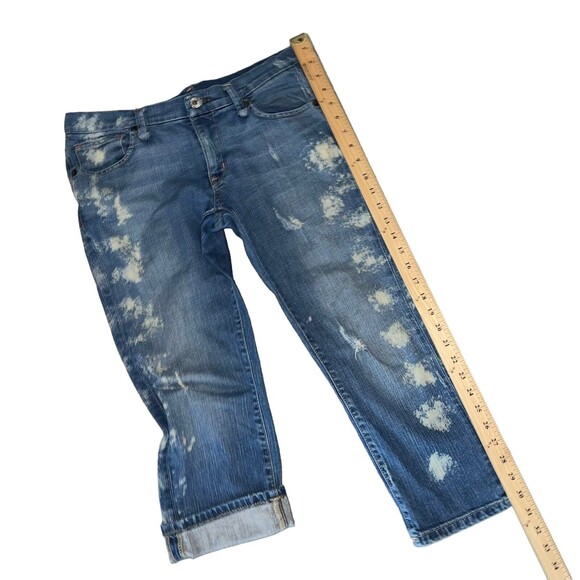 Ralph Lauren Denim Cropped Jeans Women Size 6 Medium Blue Bleached Spots Stretch - Picture 7 of 9
